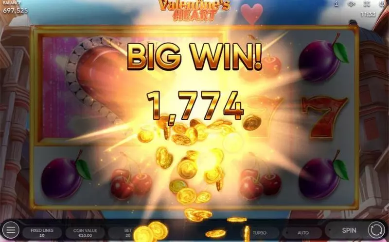 Play Valentine's Heart Slot Winning Screenshot