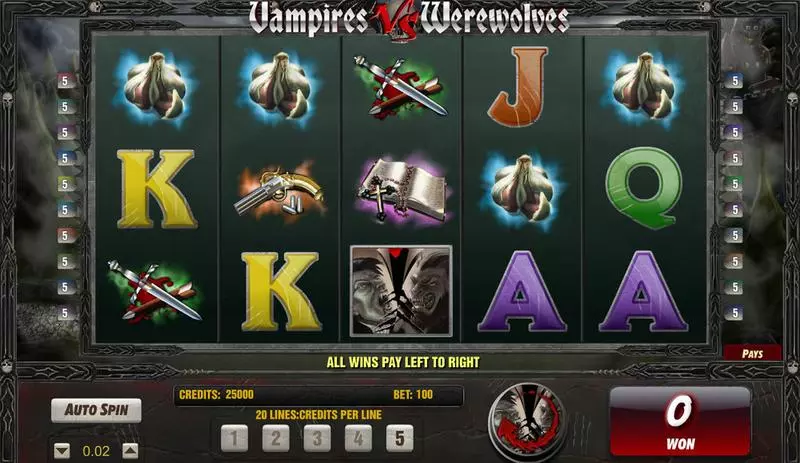 Play Vampires vs Werewolves Slot Main Screen Reels