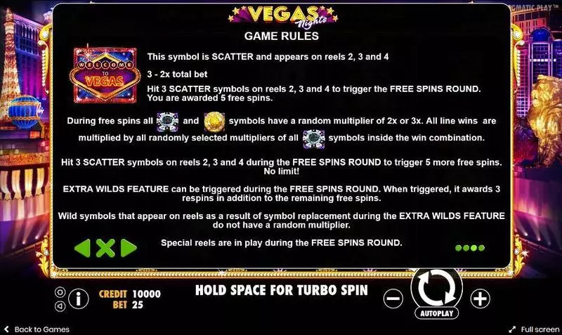 Play Vegas Nights Slot Bonus 3