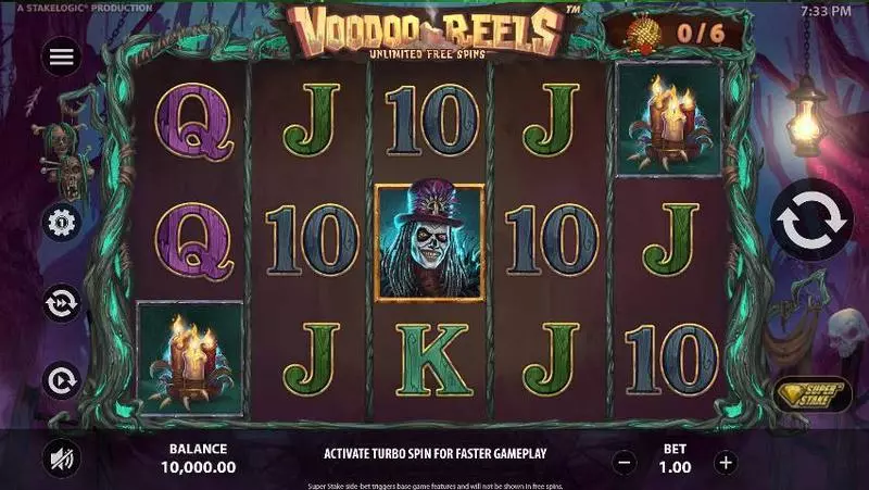 Play Voodoo Reels Unlimited Free Spins Slot Main Screen Reels