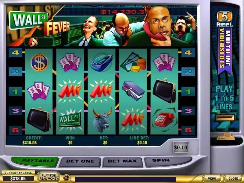 Play Wall st Fever 5 Line Slot Main Screen Reels