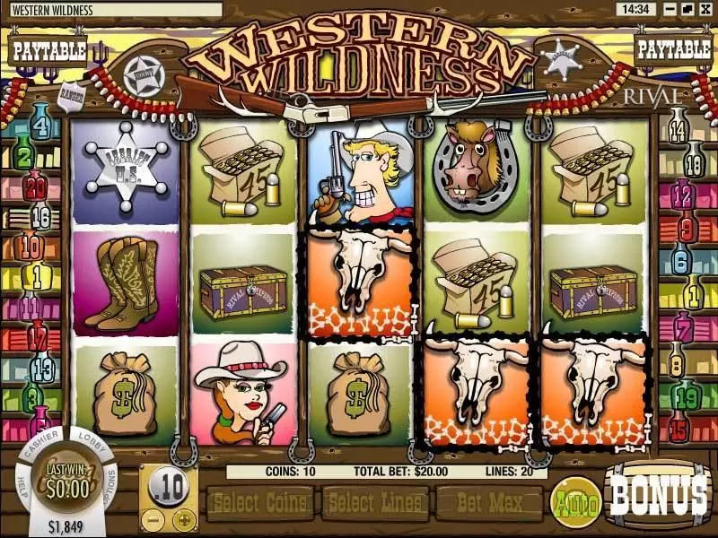 Play Western Wildness Slot Main Screen Reels