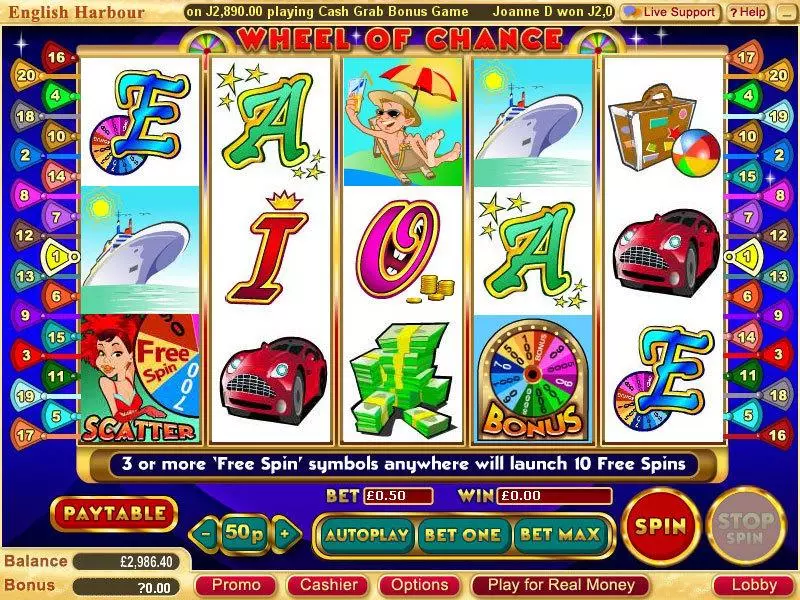 Play Wheel of Chance 5-Reels Slot Main Screen Reels