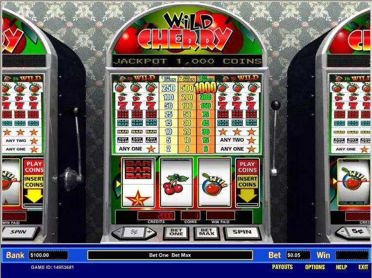 Play Wild Cherry 1 Line Slot Main Screen Reels