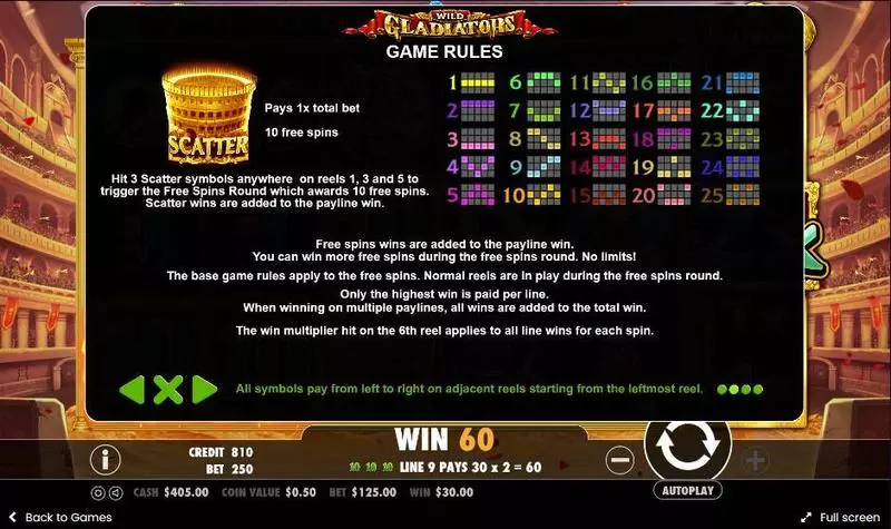 Play Wild Gladiators Slot Info and Rules