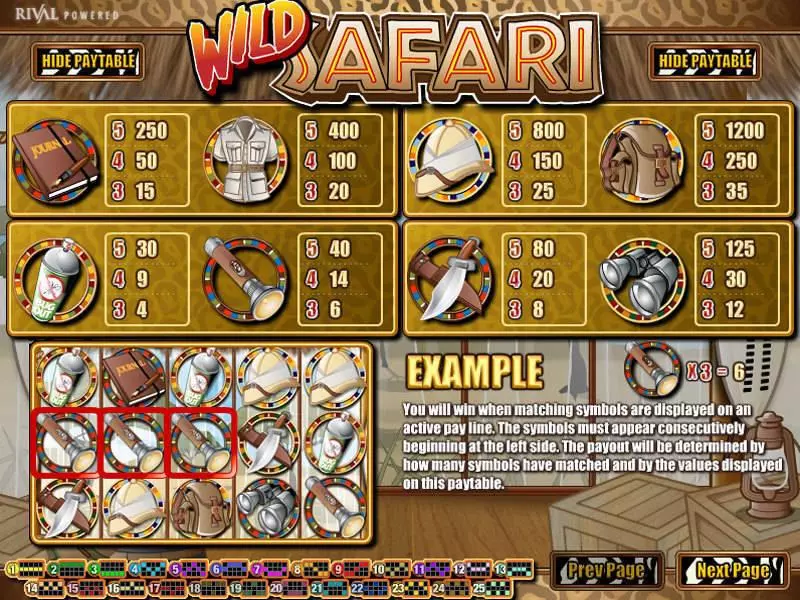 Play Wild Safari Slot Info and Rules