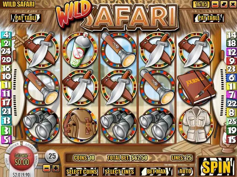 Play Wild Safari Slot Main Screen Reels