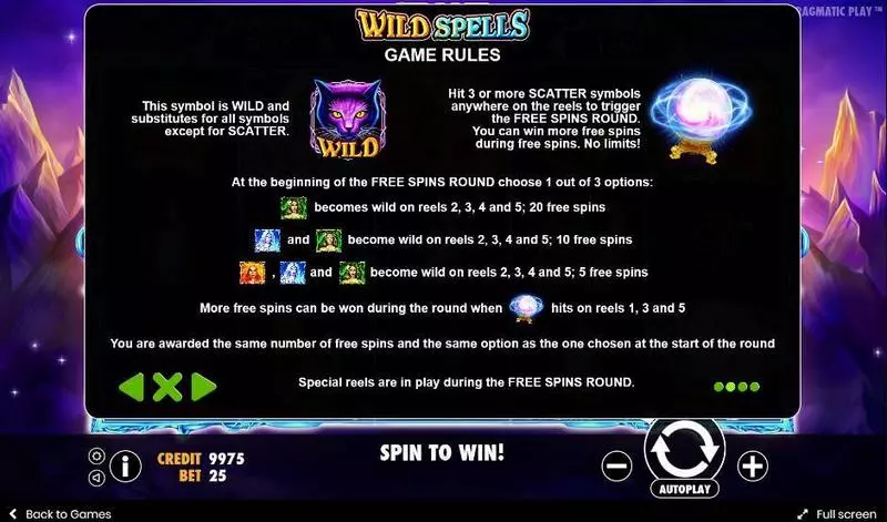 Play Wild Spells Slot Bonus 1