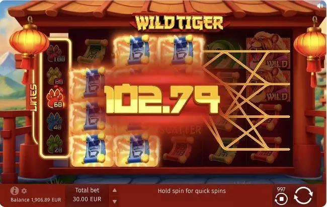Play Wild Tiger Slot Winning Screenshot