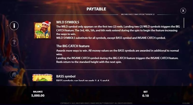 Play Wild Wild Bass 2 Xmas Special Slot Paytable