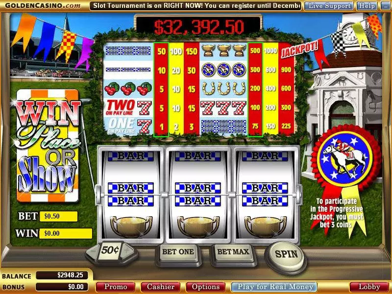Play Win Place or Show Slot Main Screen Reels