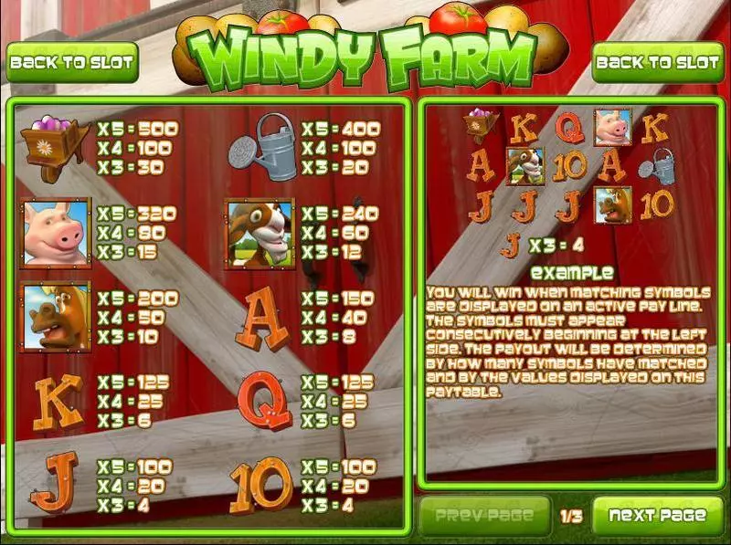 Play Windy Farm Slot Info and Rules