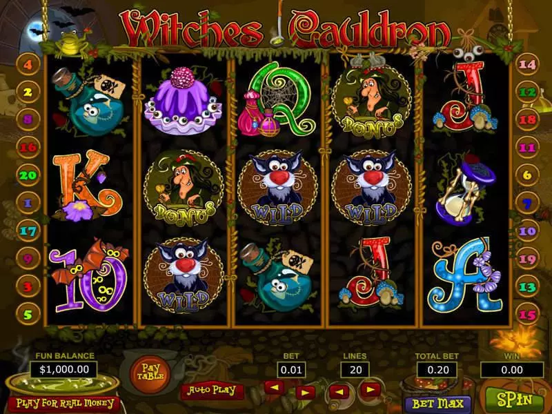 Play Witches Cauldron Slot Main Screen Reels