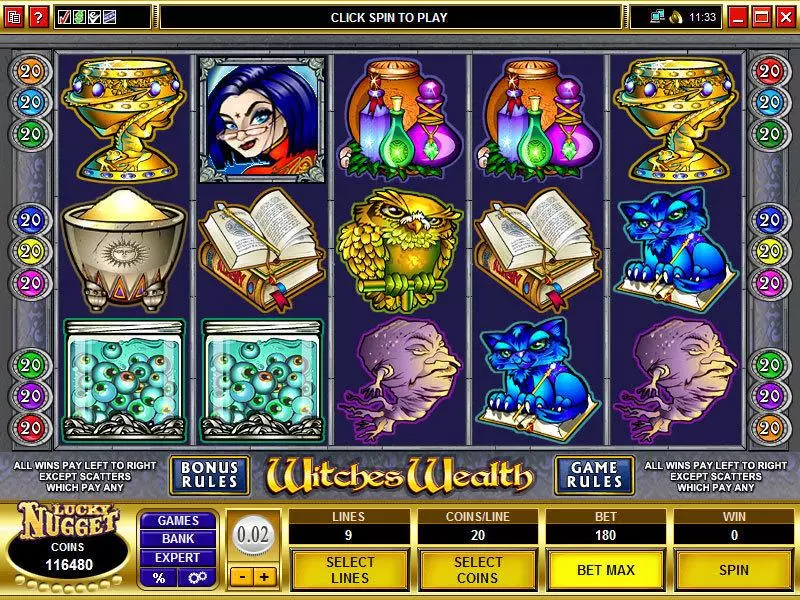 Play Witches Wealth Slot Main Screen Reels