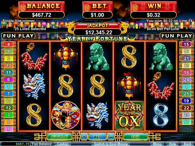 Play Year of Fortune Slot Main Screen Reels