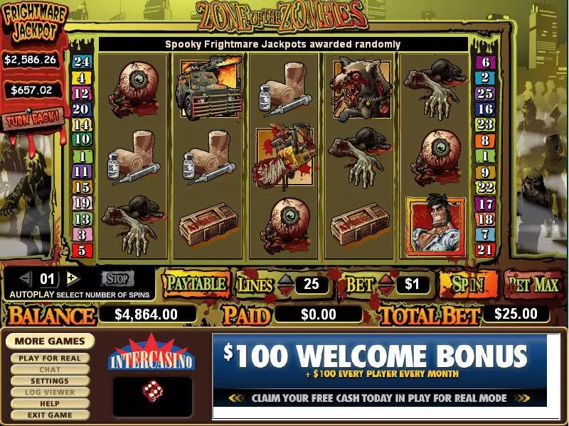 Play Zone of Zombies Slot Main Screen Reels